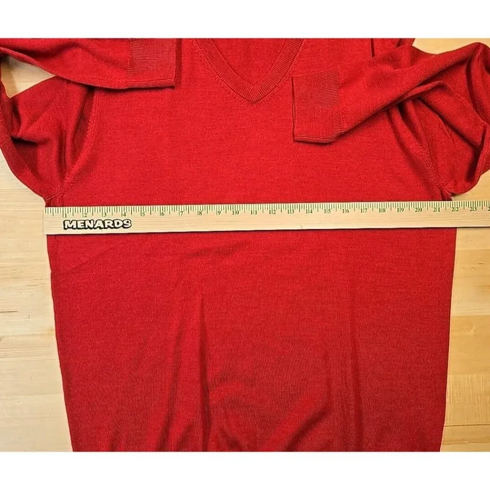 Jos. A. Bank Traveller 100% Merino Wool Sweater Mens Size XL V-Neck Red
